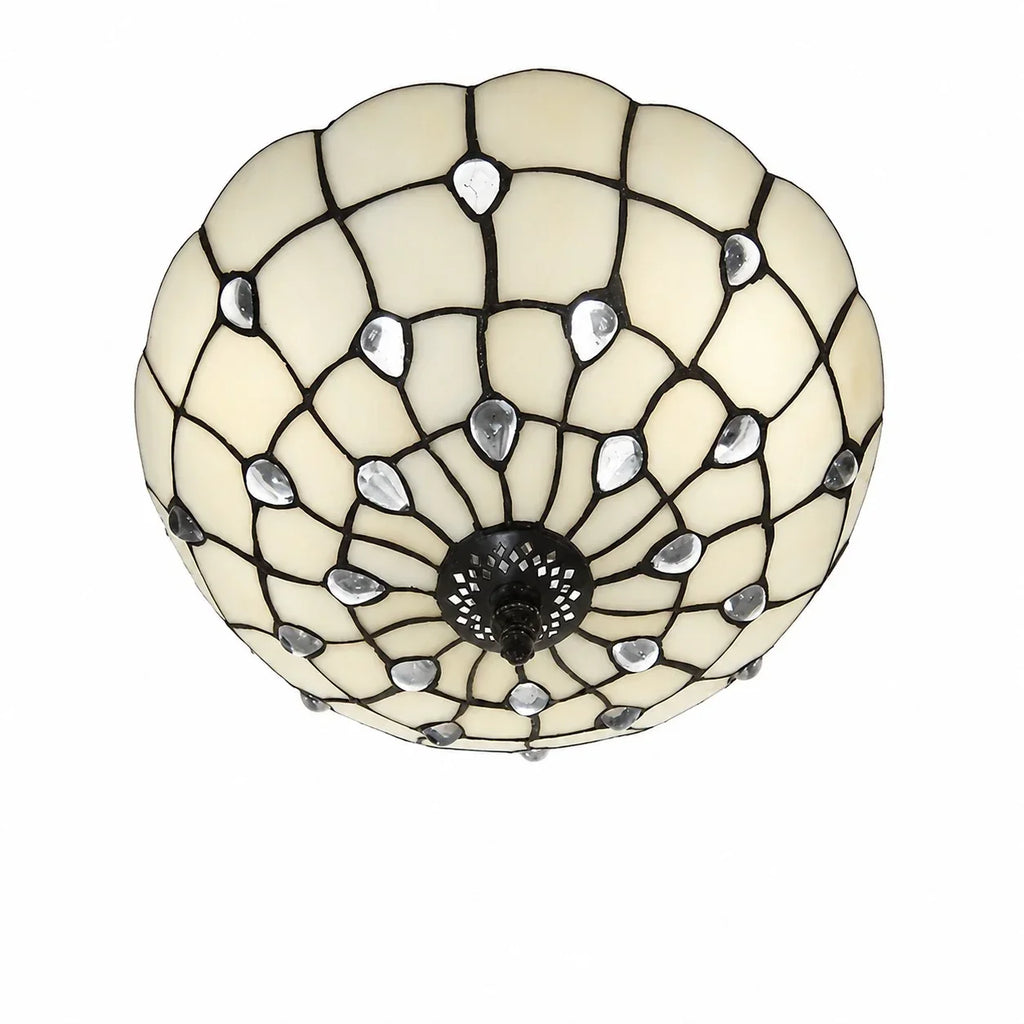 Tiffany-Style Stained Glass Flush Mount Light | Souliia