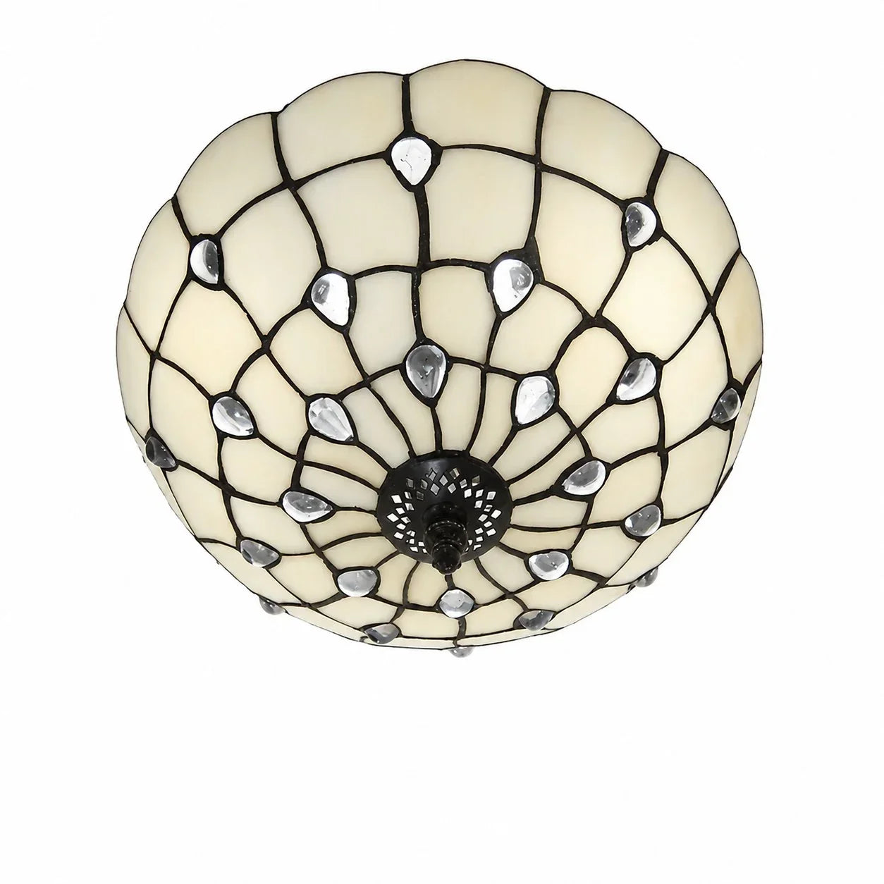 Tiffany-Style Stained Glass Flush Mount Light | Souliia