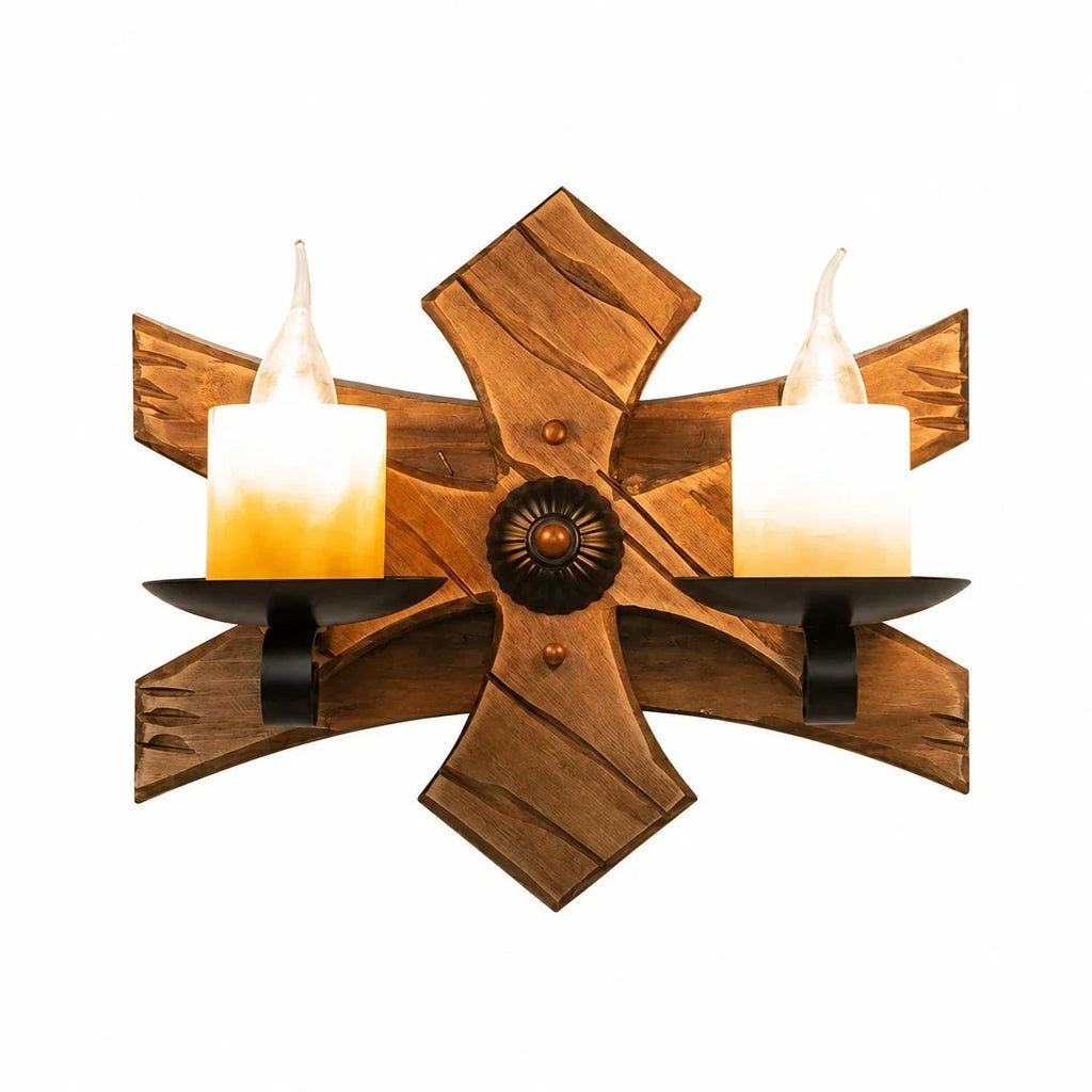 Rustic Ship Wood Industrial Wall Sconce Lamp | Souliia