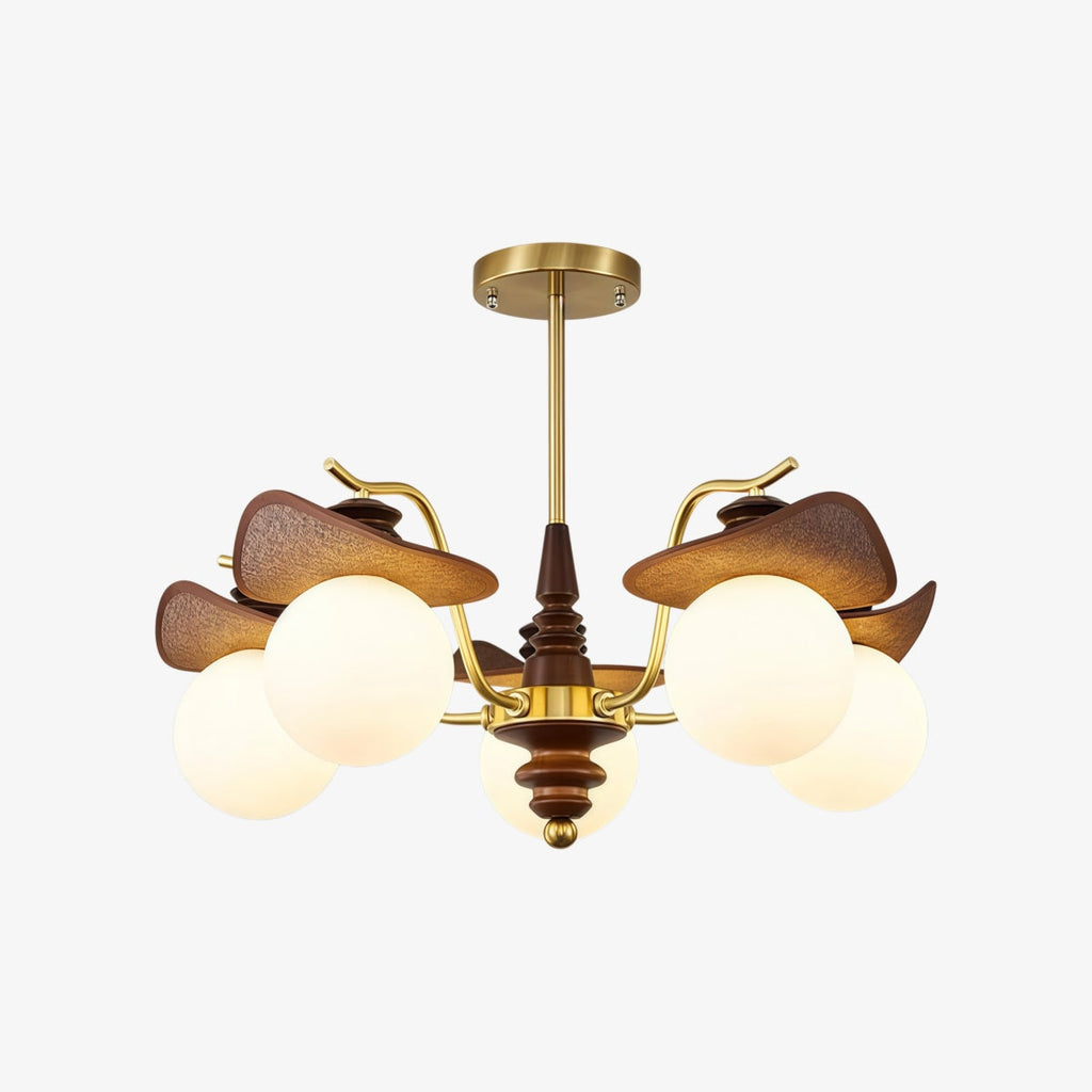 Solvane Multi Arm Chandelier with Glass Shades - Retro Decorative Lighting for Dining Room | Souliia