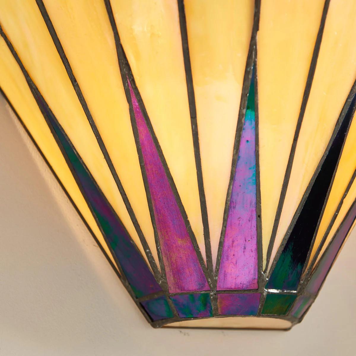 TF Art Deco Tiffany Glass Wall Sconce – Handcrafted Geometric Light for Hallways and Living Areas | Souliia