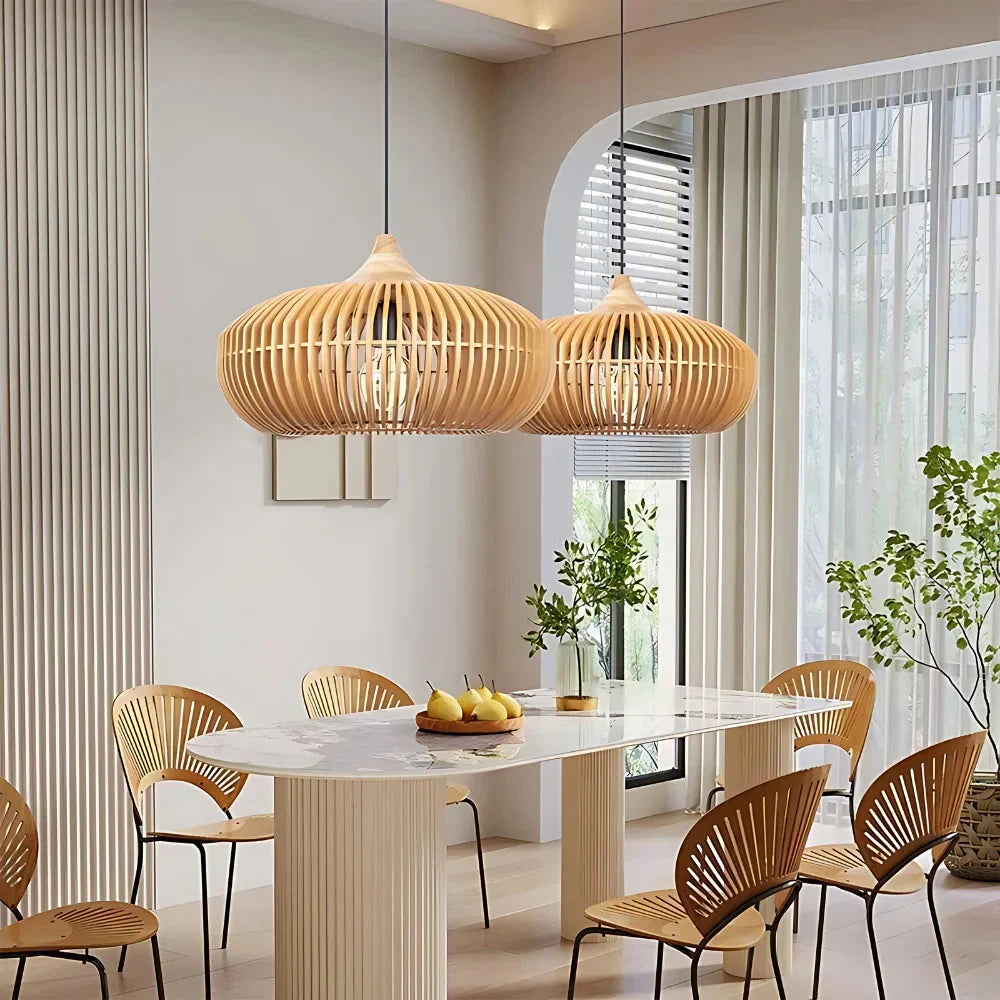 The Halo of Zen Japandi Wood Pendant Light | Souliia
