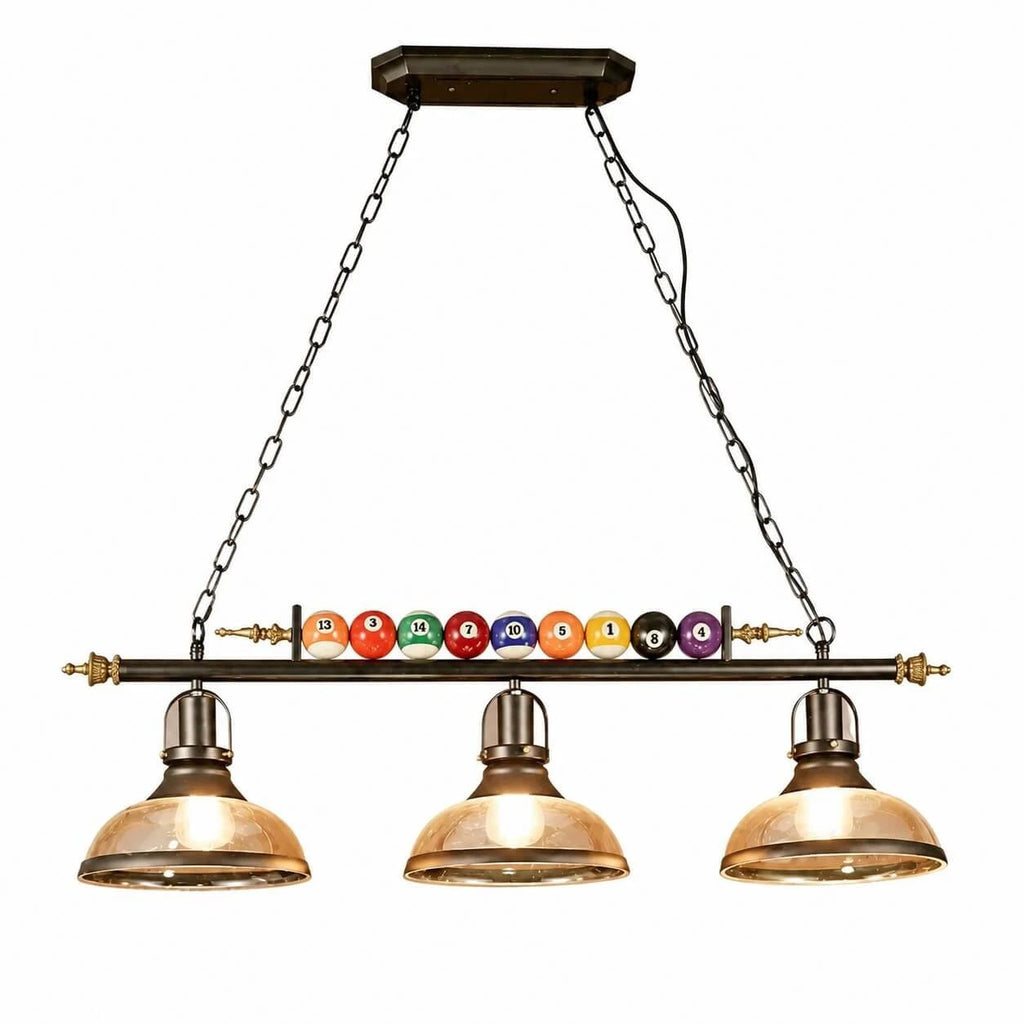 Vintage Industrial Billiard Pendant Light with Glass or Iron Shades | Souliia