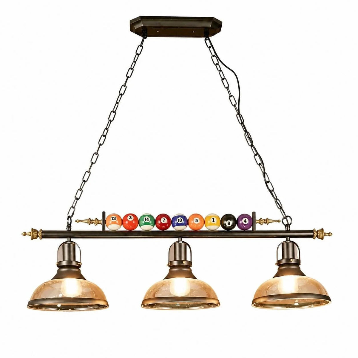 Vintage Industrial Billiard Pendant Light with Glass or Iron Shades | Souliia