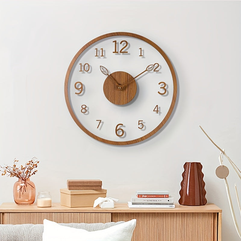 Leafora Minimalist Floating Wall Clock — Clean Leaf Motif Dial