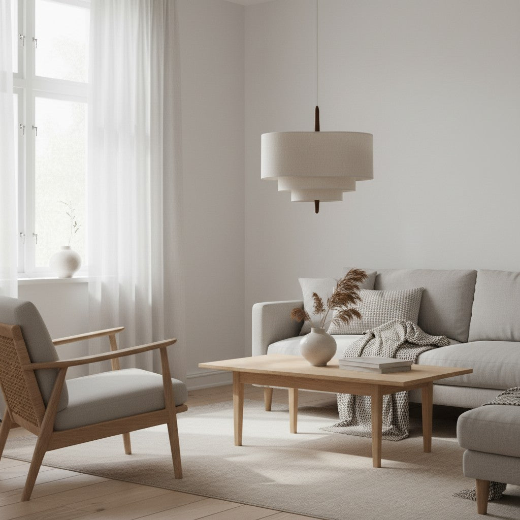 Softlume Wave Linen Shade Pendant Lamp - Modern Light for Dining Room | Souliia