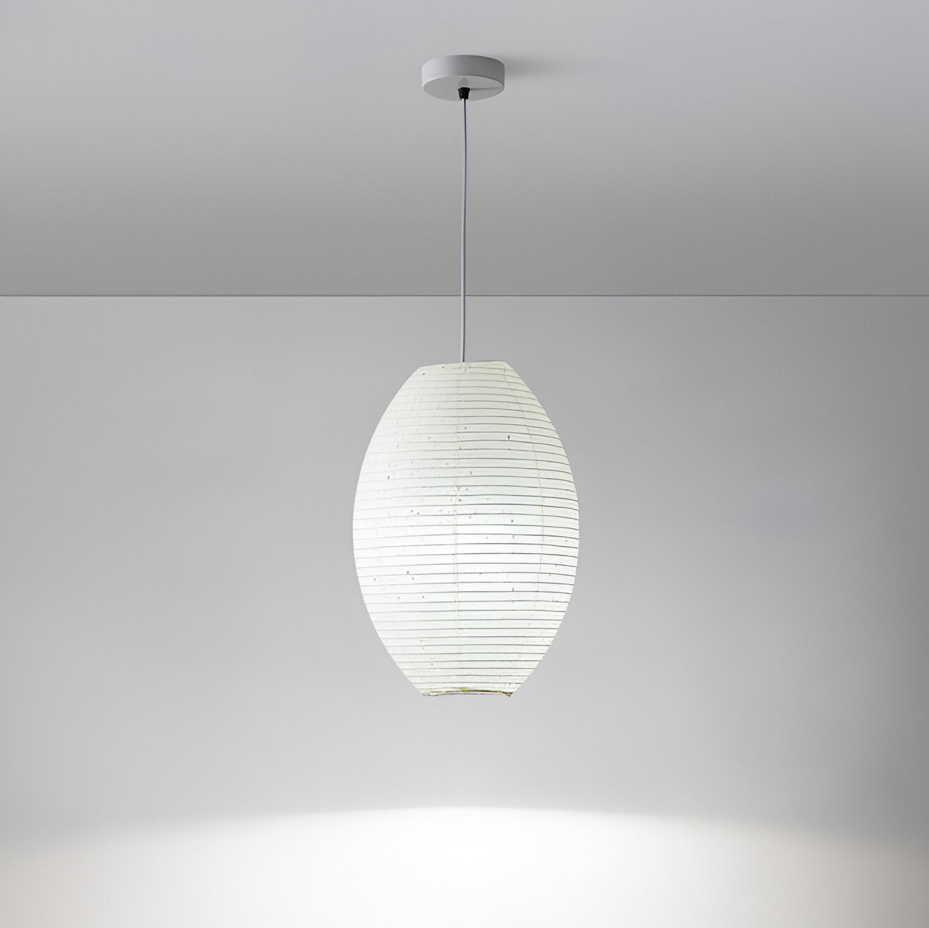 Traditionelle Japandi Wabi-Sabi Elliptische Papier-Pendelleuchte | Souliia