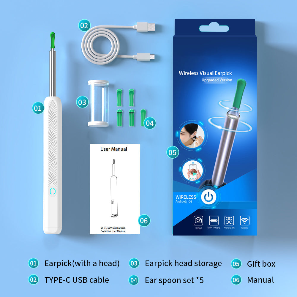 Nettoyeur d'oreilles avec caméra HD - Inspection en direct sur smartphone