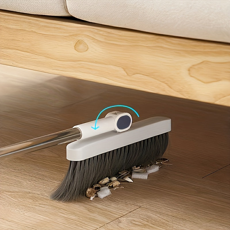 Cleansweep Pro Long-Handle Broom & Dustpan Set — 360° Rotating Head, Built-In Comb Teeth