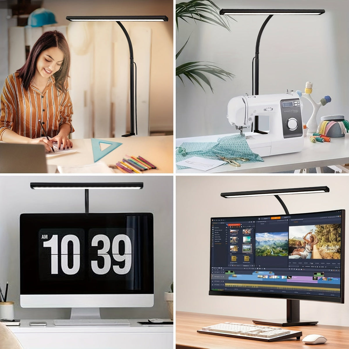 Widelux Ultra-Wide Clip-On Desk Lamp — 3-Color Temperature Control, Secure Desktop Clip
