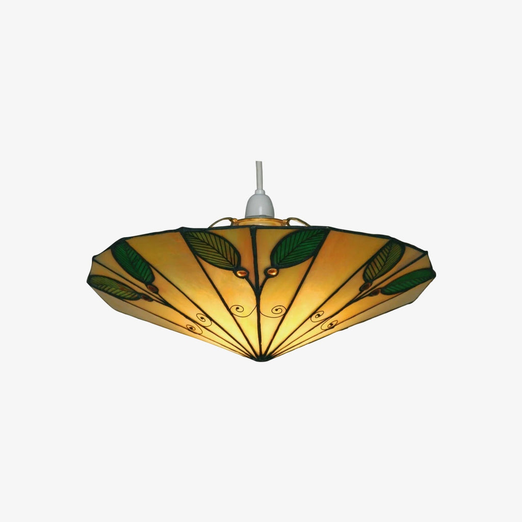 TF Colorful Stained Glass Leaf Pendant – Retro Tiffany Shade with Metal Frame for Kitchen Island and Reading Nook | Souliia