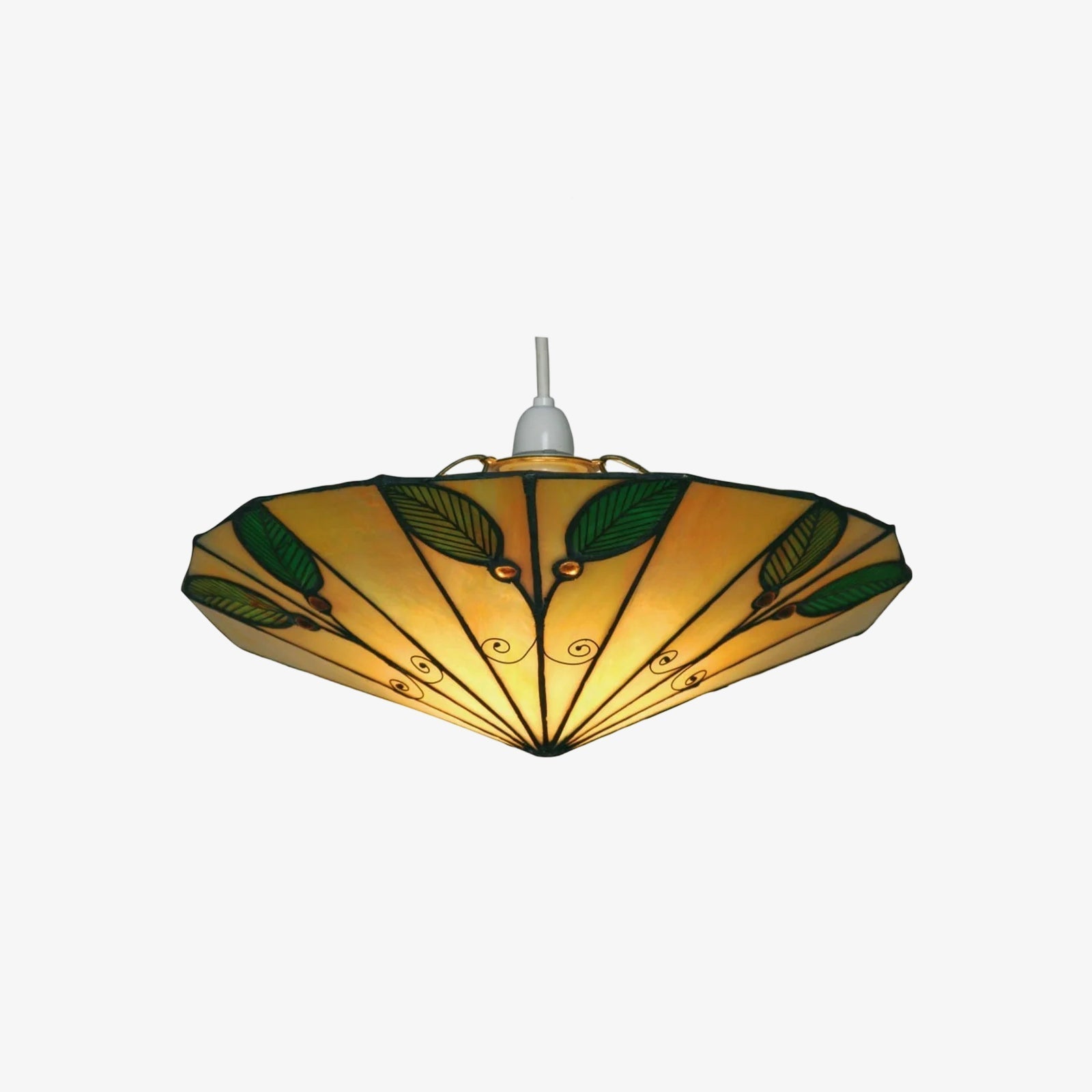 TF Colorful Stained Glass Leaf Pendant – Retro Tiffany Shade with Metal Frame for Kitchen Island and Reading Nook | Souliia