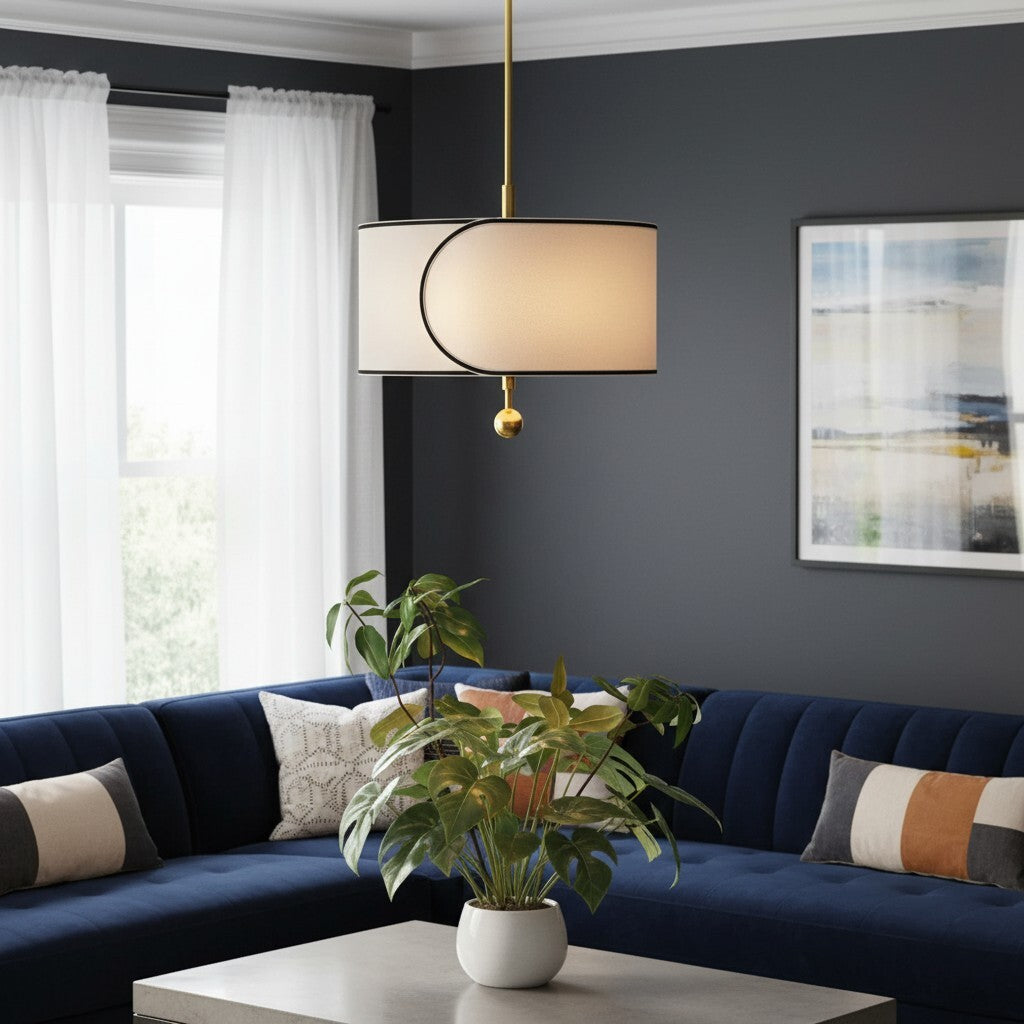 Roven Slim Metal Frame Drum Pendant Classic Transitional Lighting for Living Areas | Souliia