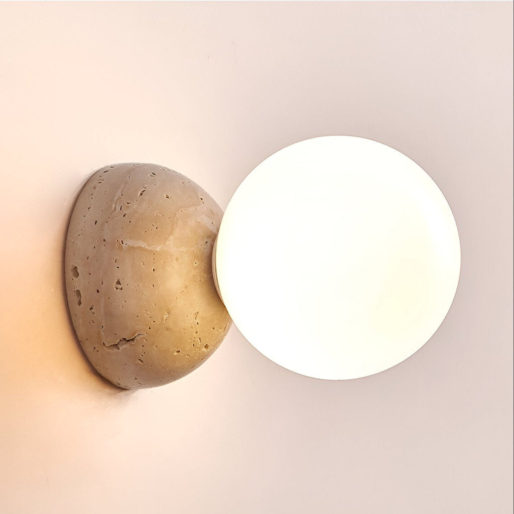 Travertin Runde Glas-Wandlampe | Souliia