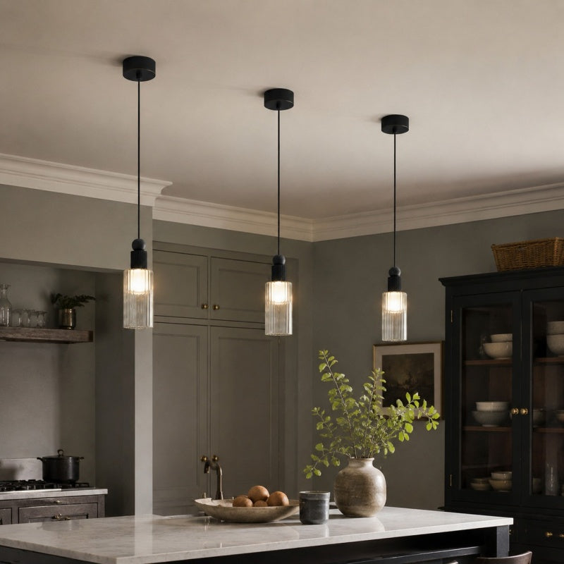 Ribbed Glass Mini LED Pendant Light | Souliia