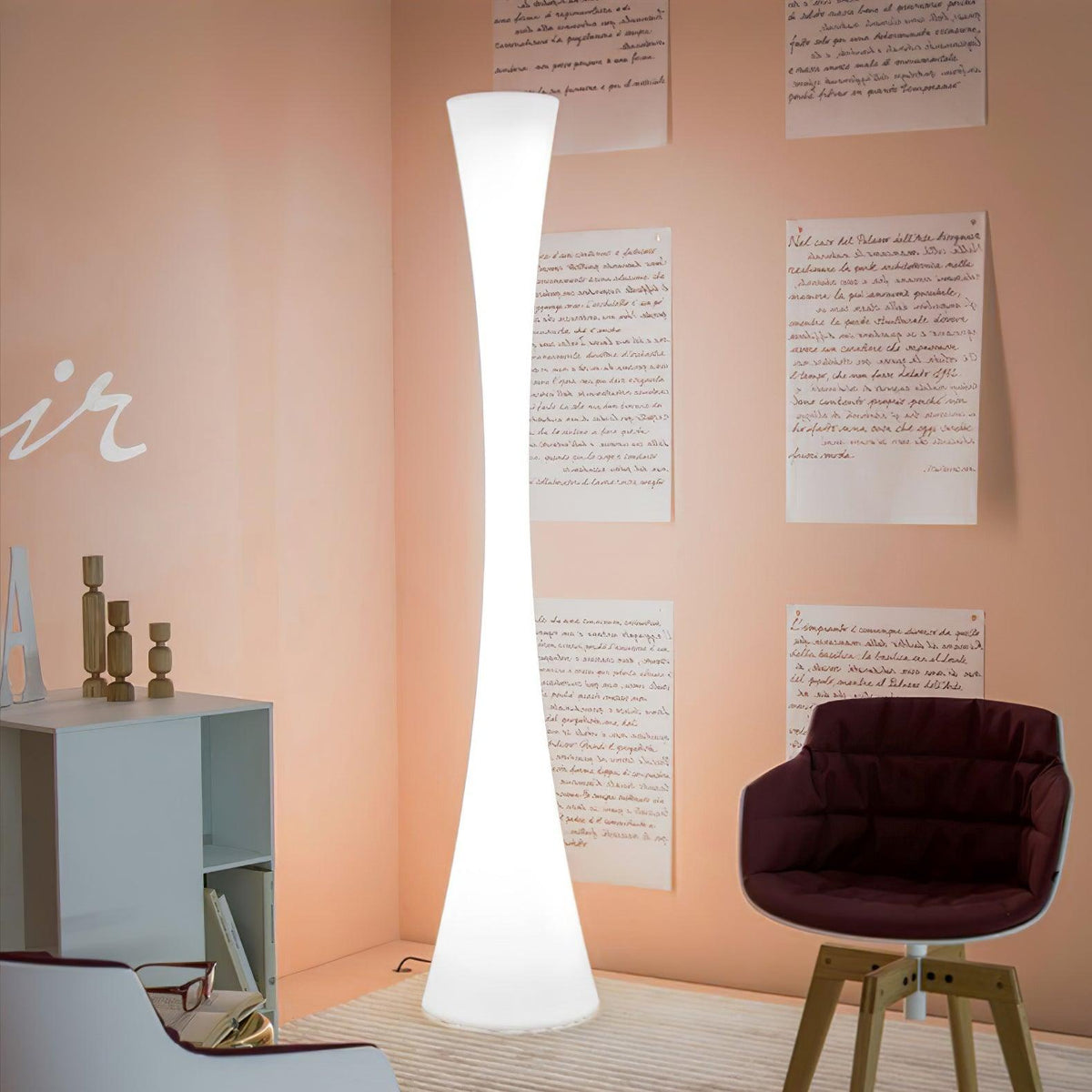 Romantic Simple White Column Floor Lamp M27 | Souliia