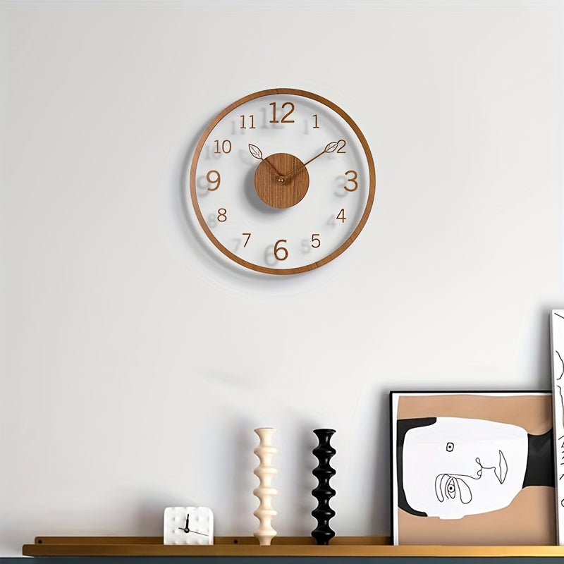 Leafora Minimalist Floating Wall Clock — Clean Leaf Motif Dial