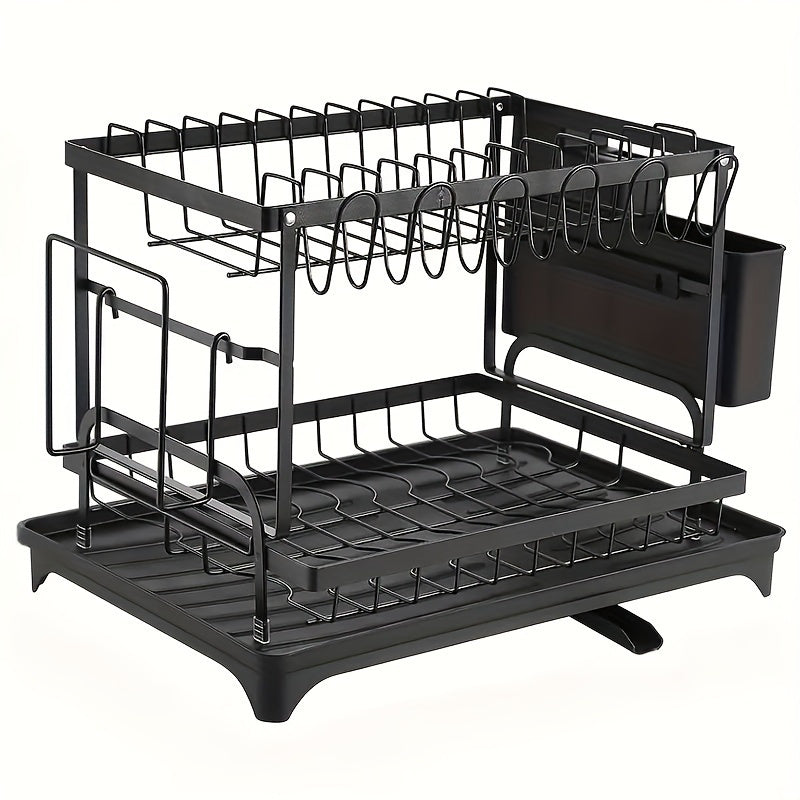 Two-Tier Draining Rack with Drainage System - Souliia