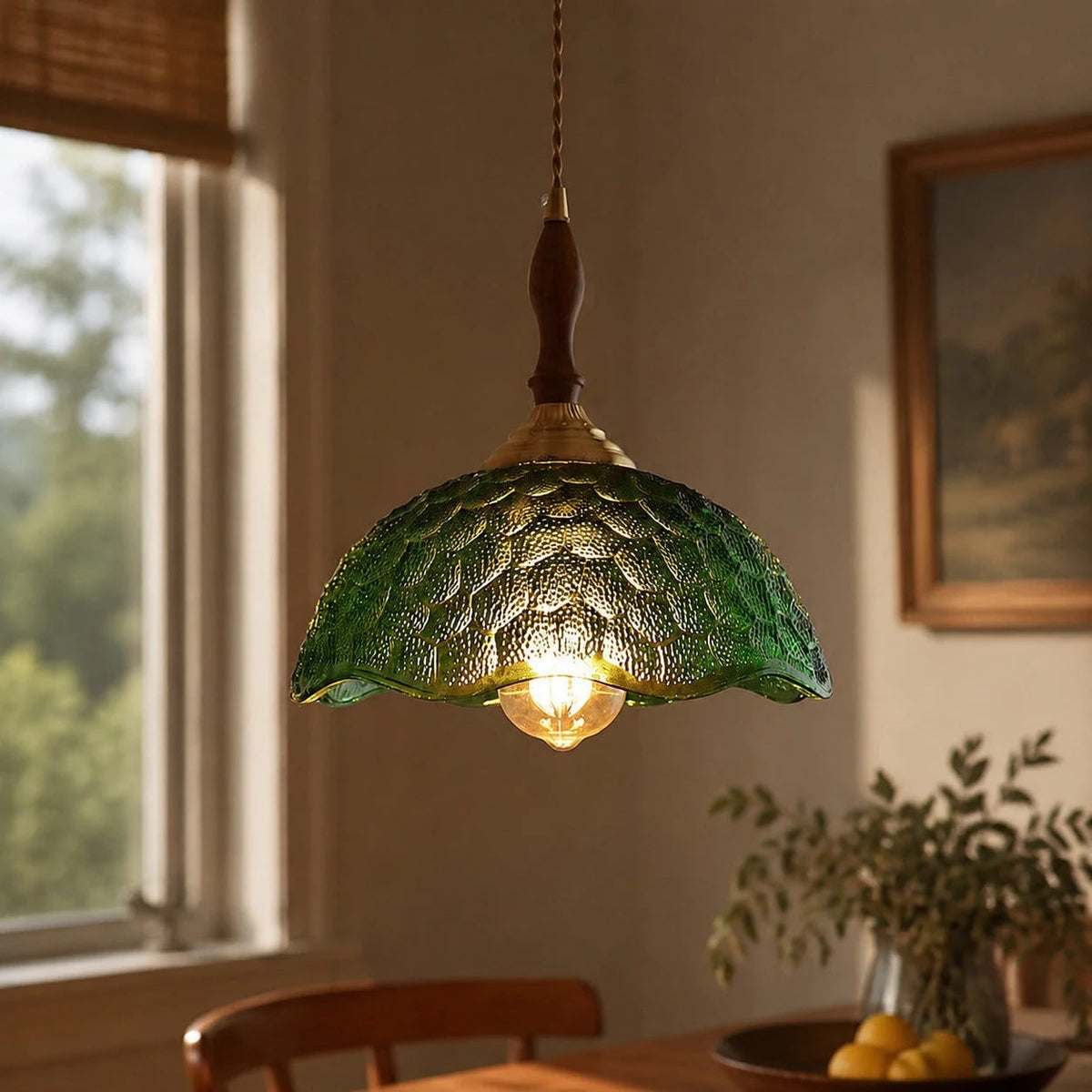 Vintage pendel i bølgekantet glas | Souliia