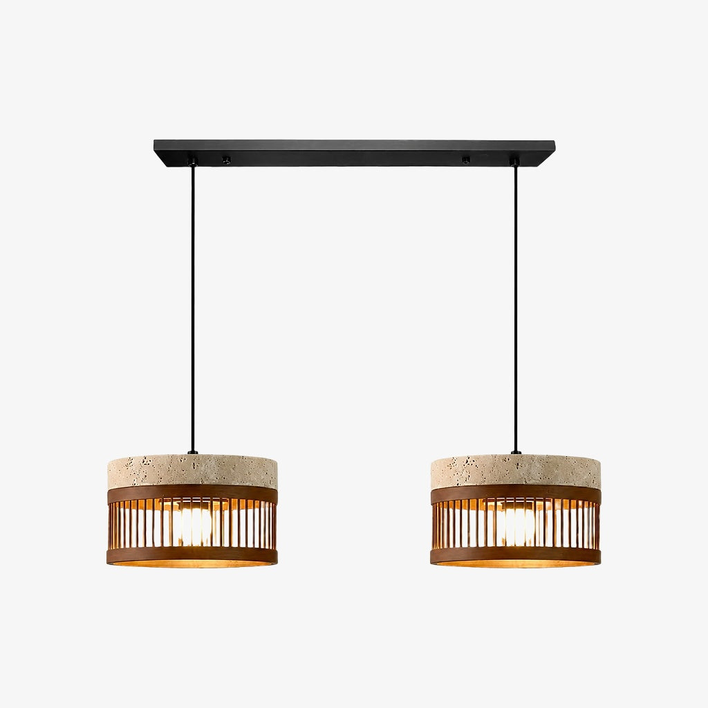 Vintage pendellampe i travertin og metal til spisestuen | Souliia