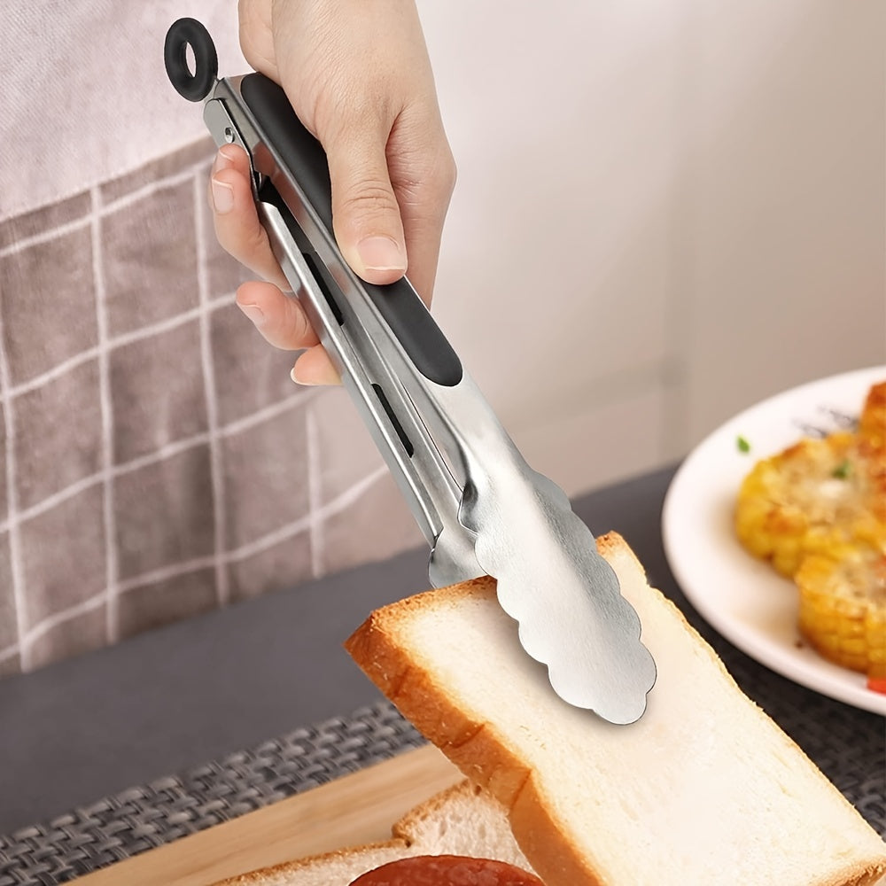 Locktong Stainless Steel Tongs — Silicone Grip Handles, Locking Mechanism