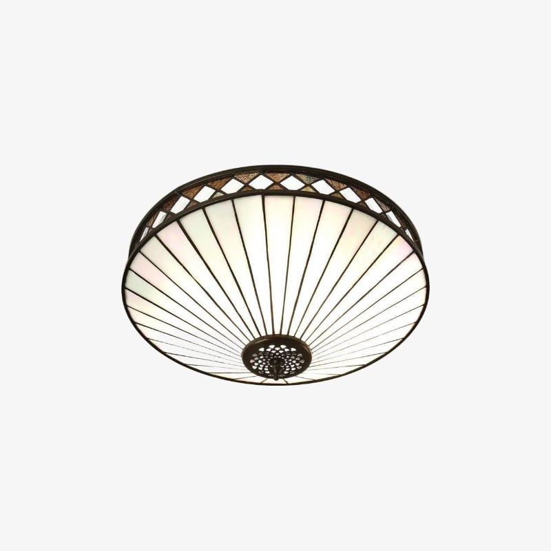Tiffstar Elegant Art Glass Flush Ceiling Light with Vintage inspired Glass Diffuser – Classic Ceiling Fixture for Home Interiors | Souliia