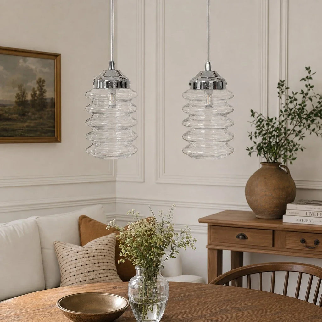 Ribbed Glass Pendant Light | Souliia