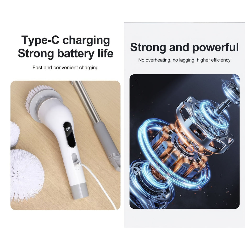 Cleanswift 9-In-1 Power Cleaning Brush Set — 300 RPM, 60-Minute Cordless Runtime, Nine Interchangeable Heads