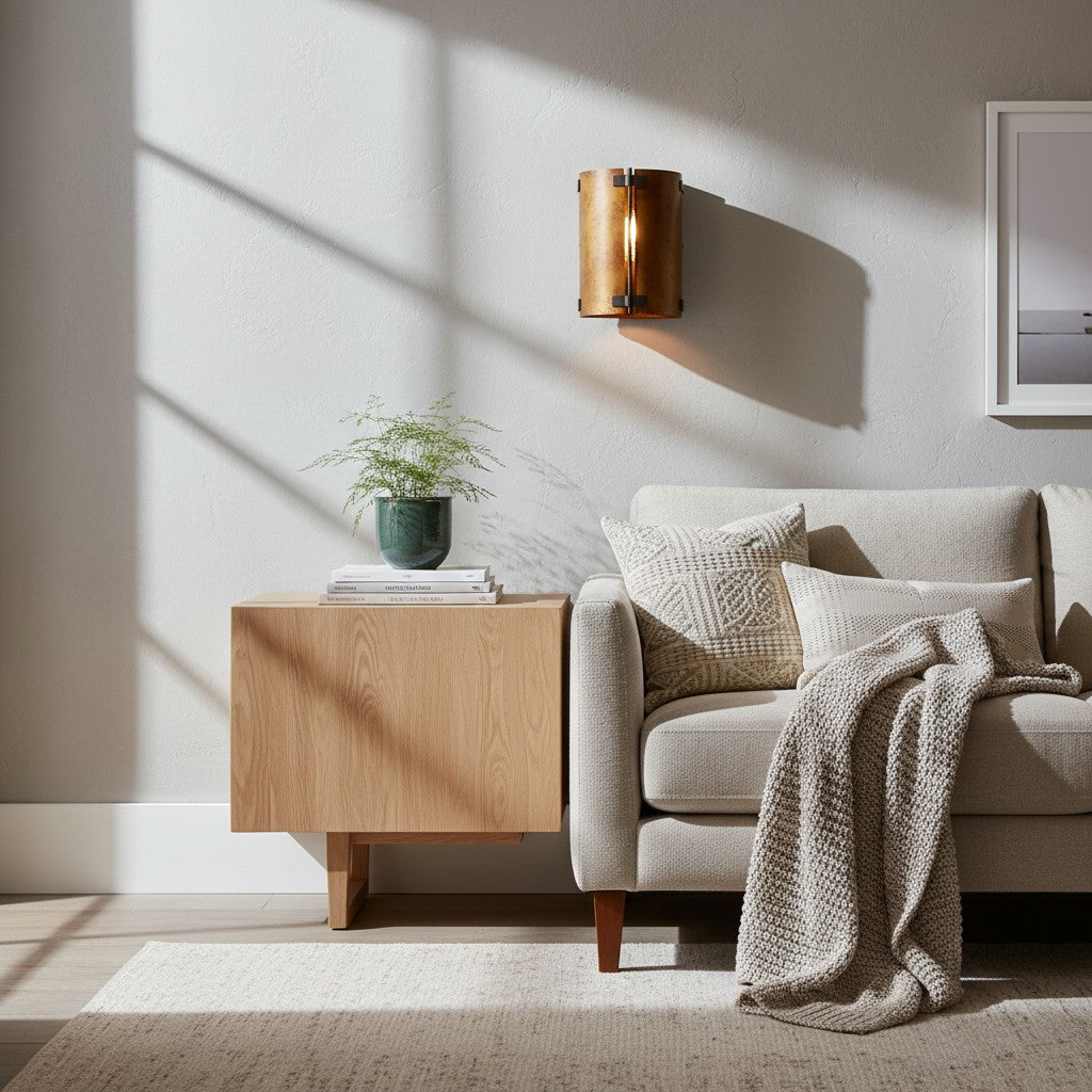 Rustivon Curved Wall Sconce - Vintage Metal Light for Bedroom | Souliia