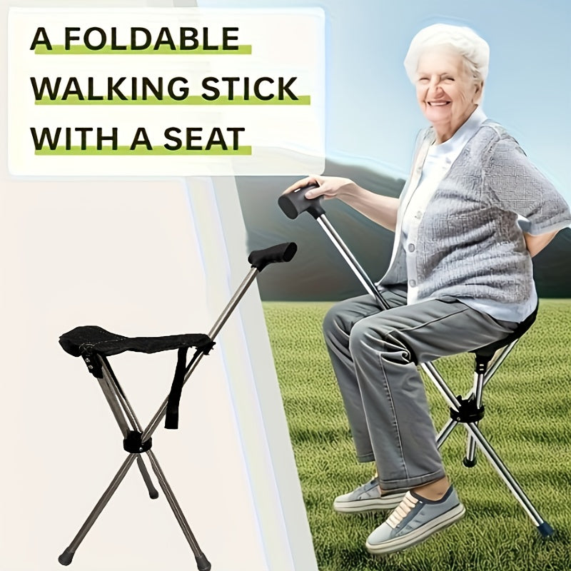 Walking Cane with Seat - 2-in-1 Design - Souliia