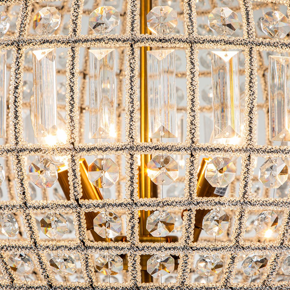 Luxurious Vintage Crystal Globe Chandelier with Antique Brass Finish | Souliia