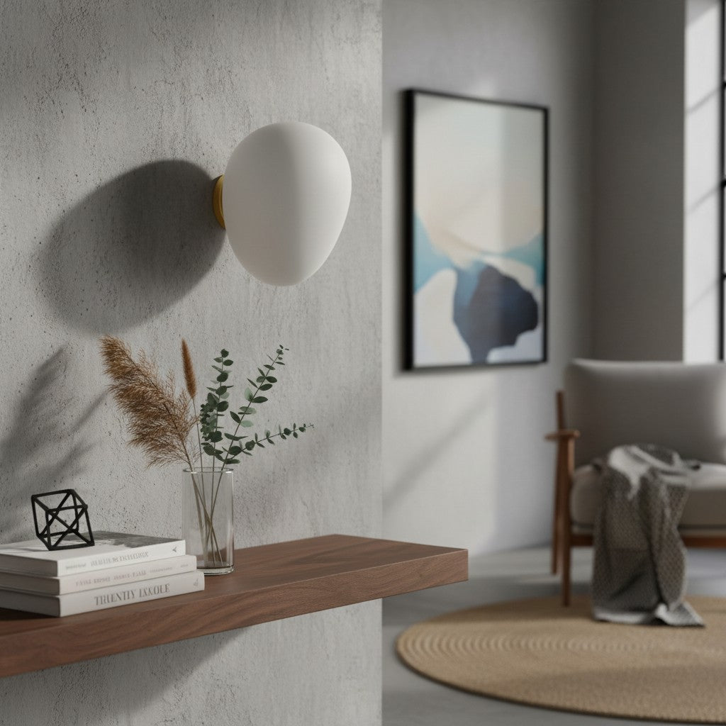 Stonea Organic Pebble Silhouette Wall Ceiling Lamp Contemporary Glass Light for Home N16 | Souliia
