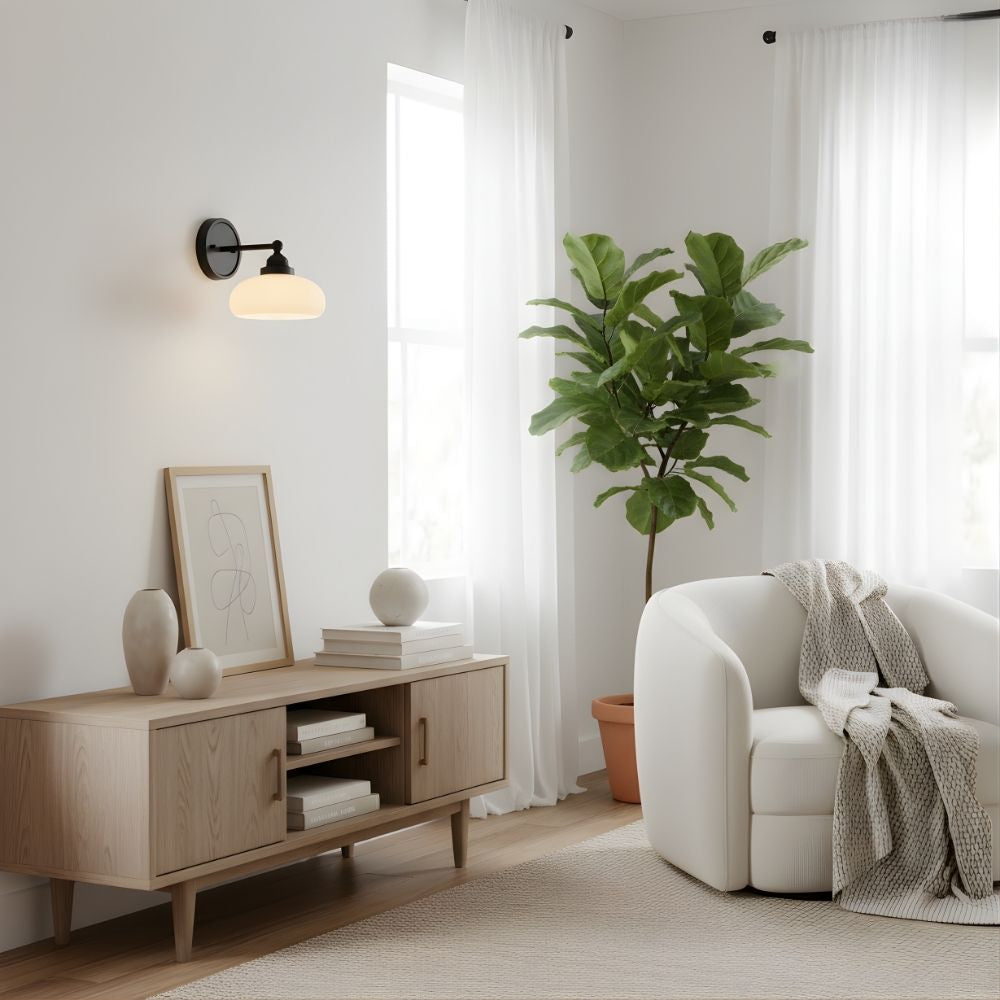 Riven Milk Glass Wall Lamp Vintage Industrial Style - Bedroom Bathroom Lighting | Souliia