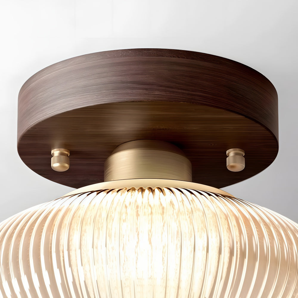 Soliro Minimalistische Kuppel-Holz-Glas-Deckenleuchte - Beleuchtung für Küche und Wohnzimmer | Souliia