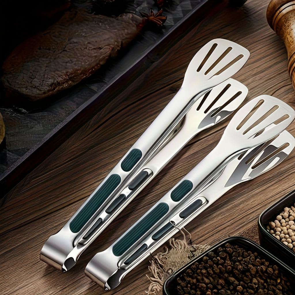 Servetong Stainless Steel Tongs — Non-Slip Grip Handles