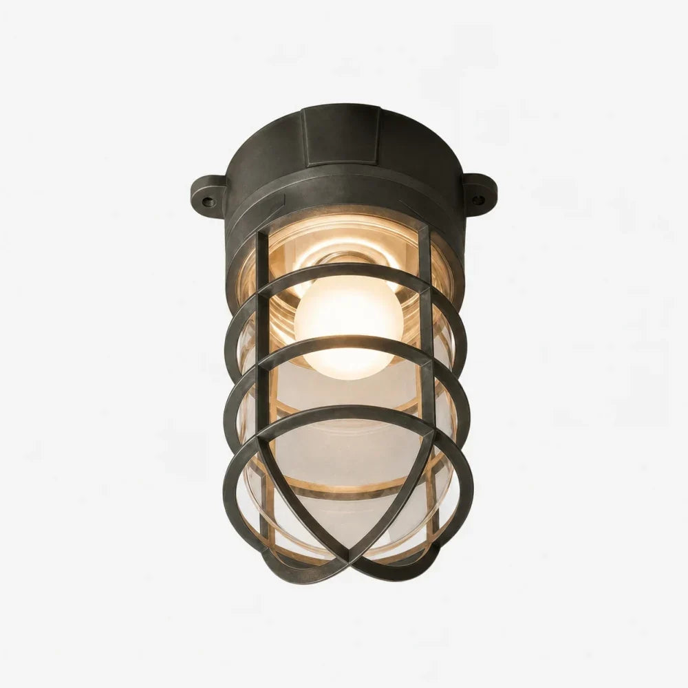 Patnox Industrial Glass Flush Mount Ceiling Lamp | Souliia