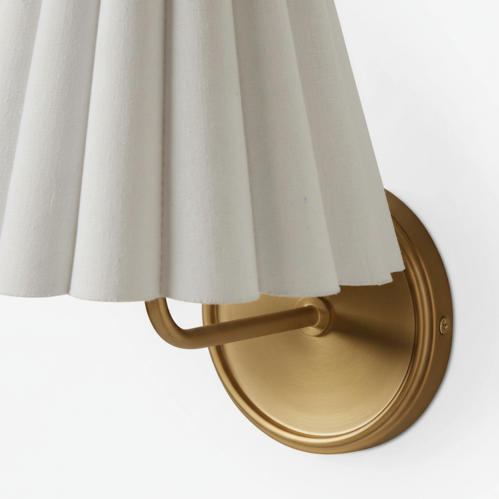 Ruffmeto Textured Pleated Fabric Modern Wall Light for Living Rooms | Souliia
