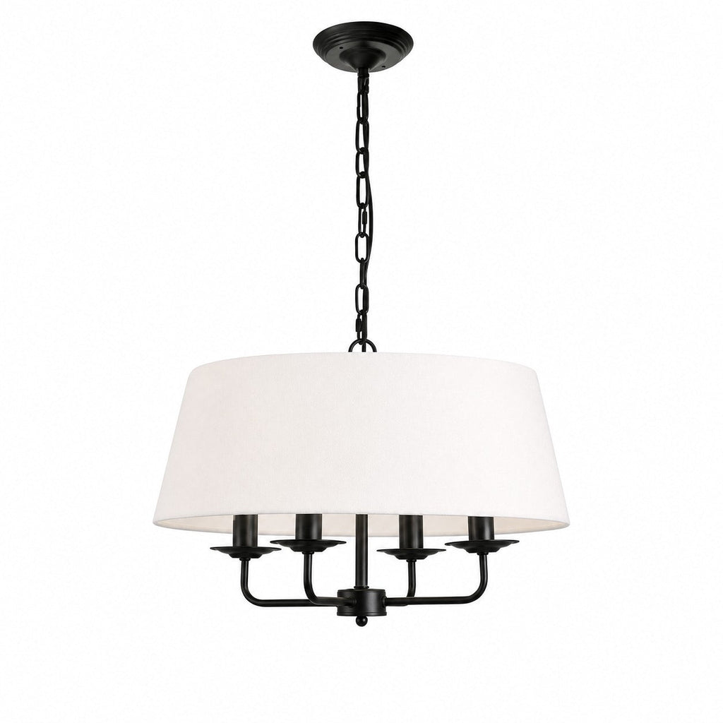 Tela Stoffschirm-Kronleuchter mit geschwungenem Arm-Design und Leinen-Schirmen - Metall Vintage-Stil für Esszimmer | Souliia
