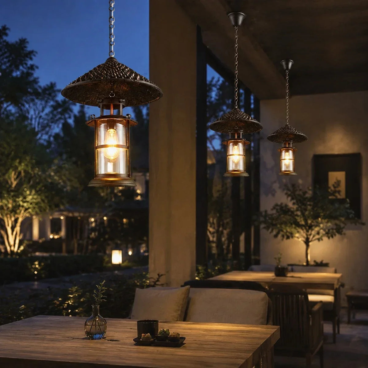 Rustic Industrial Solid Wood Pendant Light Collection | Souliia