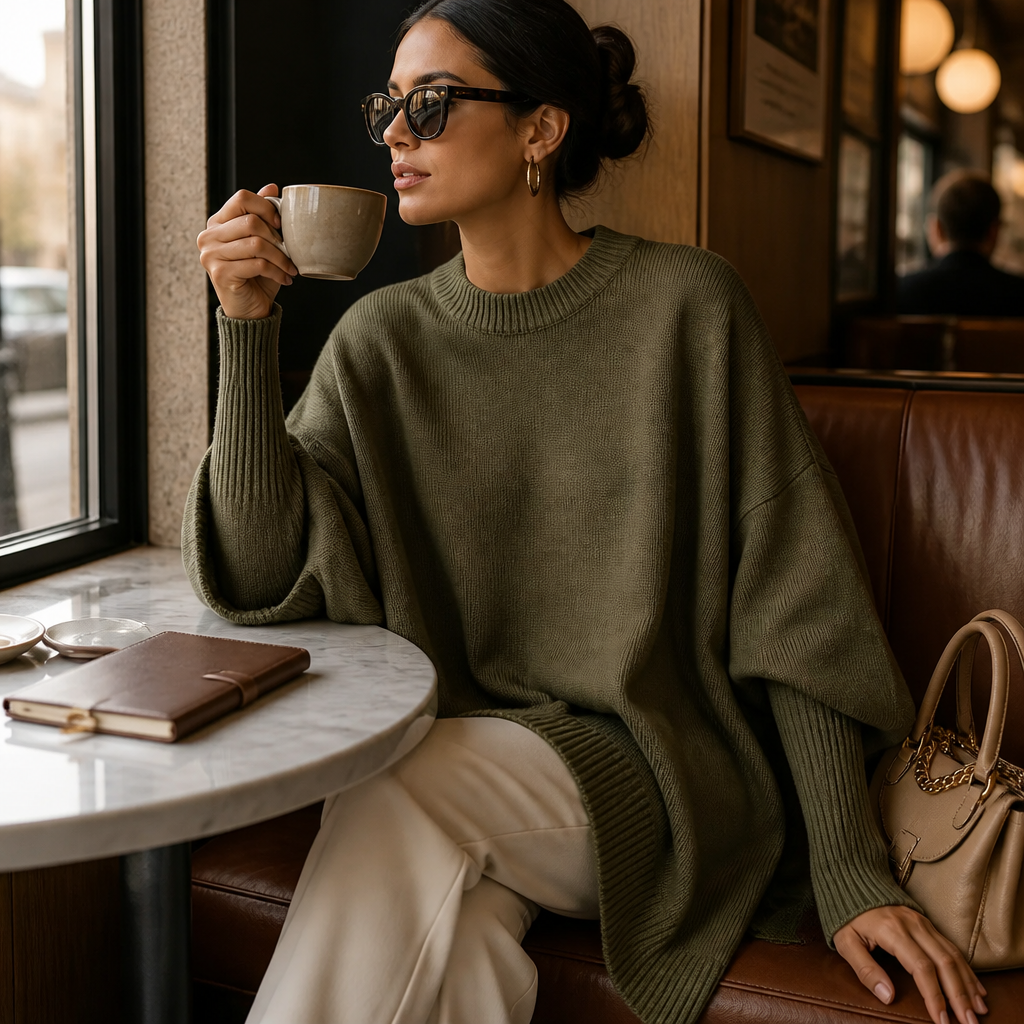 SerenoWave – Effortless Asymmetric Poncho Sweater with Batwing Sleeves - Souliia