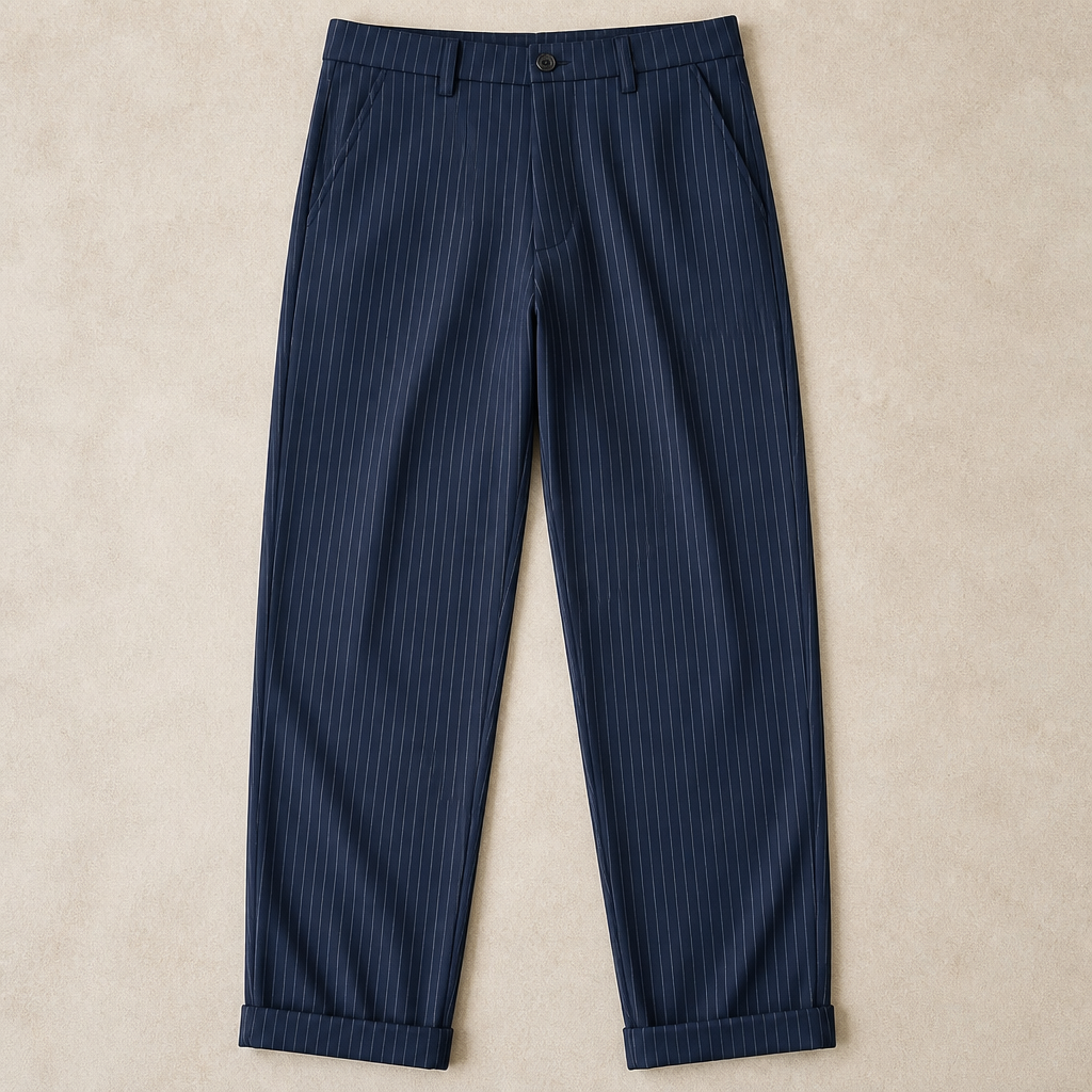 Virelia – Tailored Pinstripe High-Waist Straight-Leg Pants - Souliia