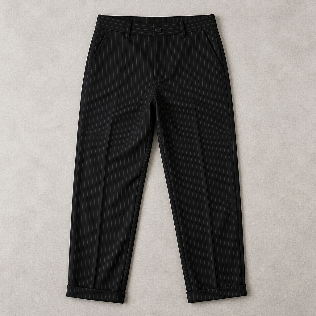 Virelia – Tailored Pinstripe High-Waist Straight-Leg Pants - Souliia