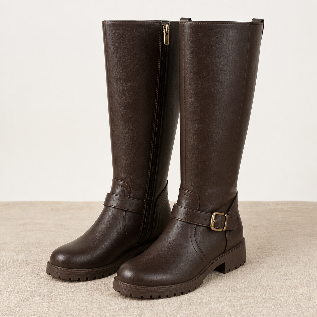 VeroStride – Classic Knee-High Riding Boots with Block Heel - Souliia