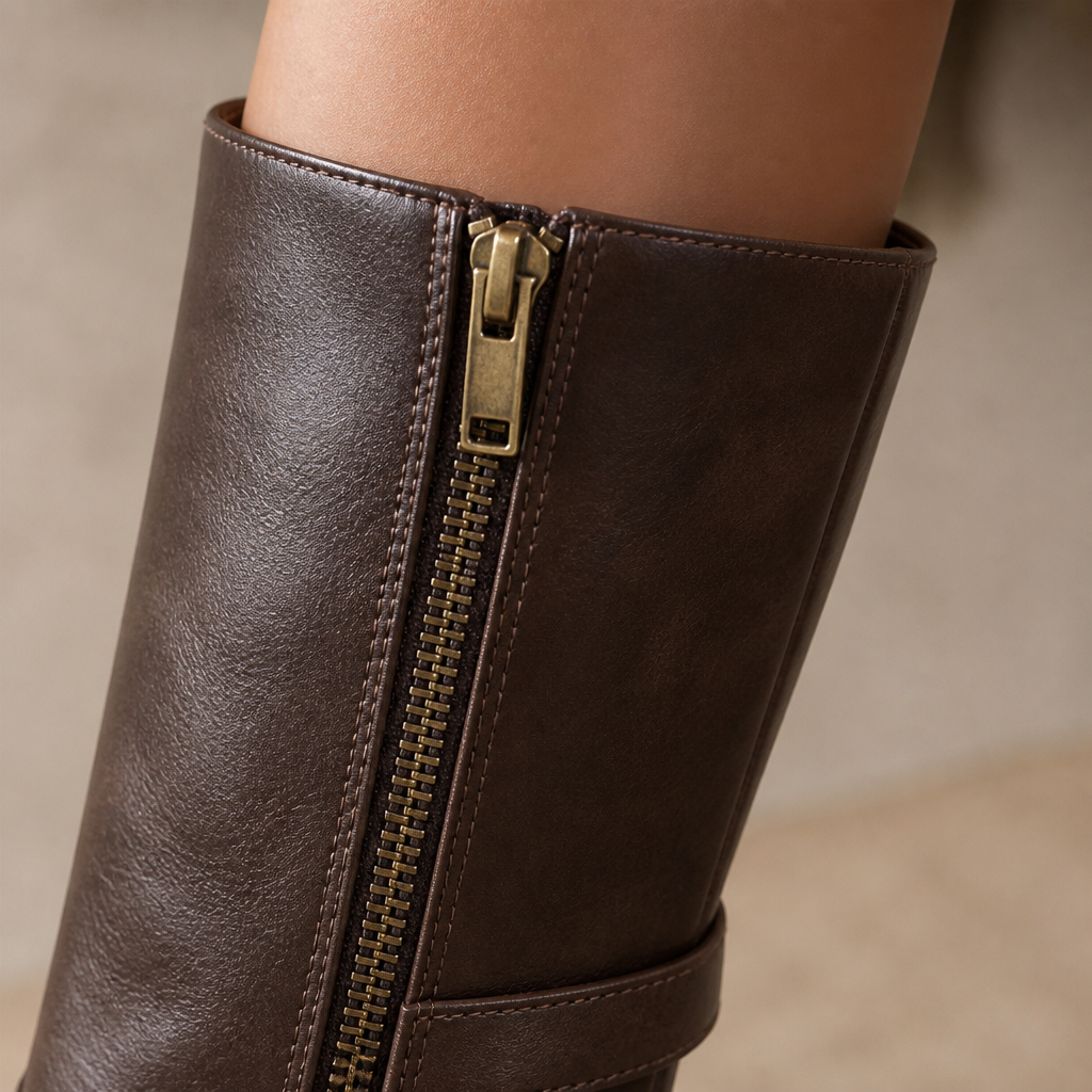 VeroStride – Classic Knee-High Riding Boots with Block Heel - Souliia