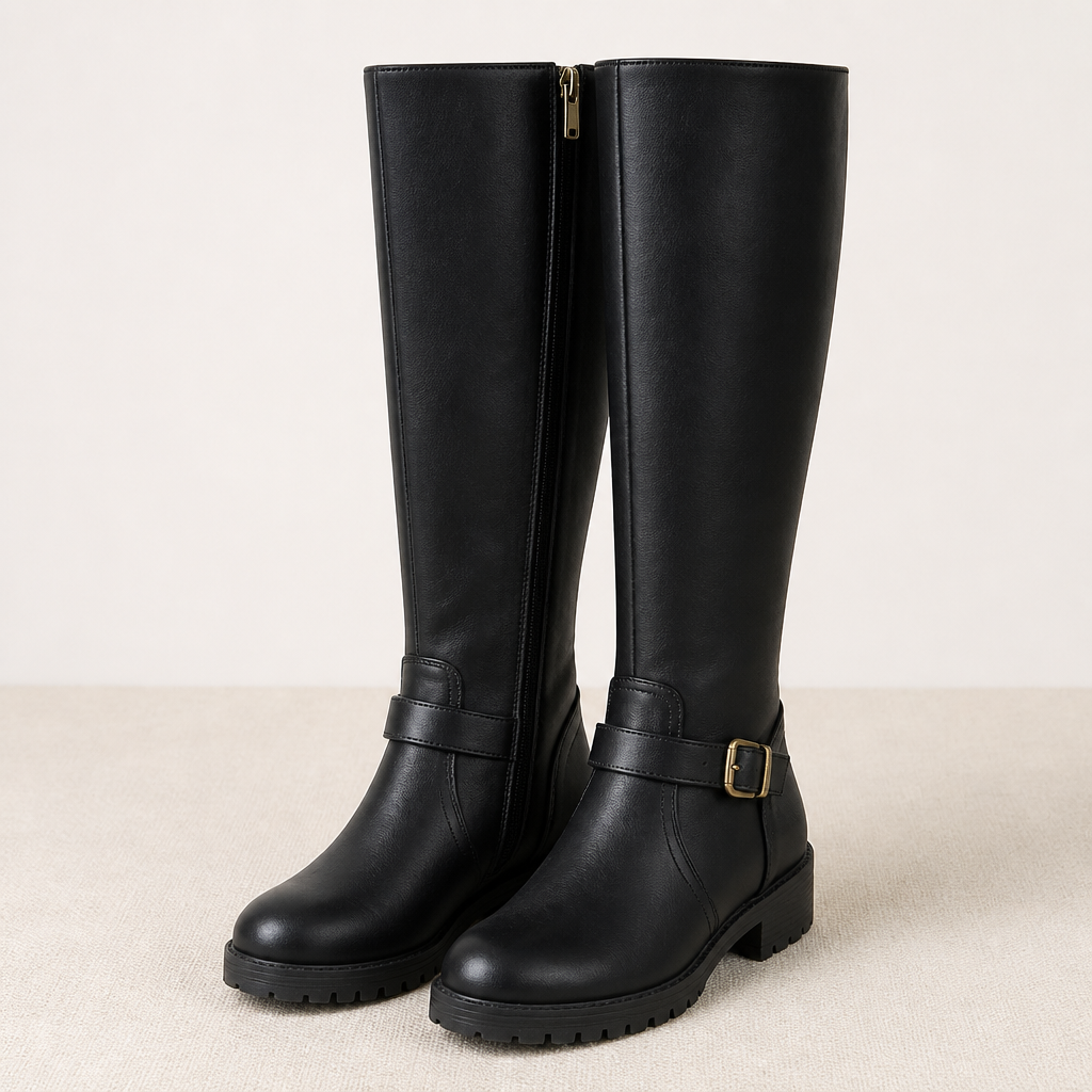 VeroStride – Classic Knee-High Riding Boots with Block Heel - Souliia