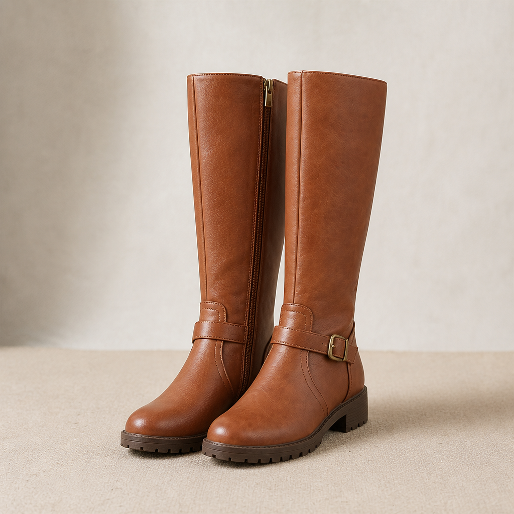 VeroStride – Classic Knee-High Riding Boots with Block Heel - Souliia