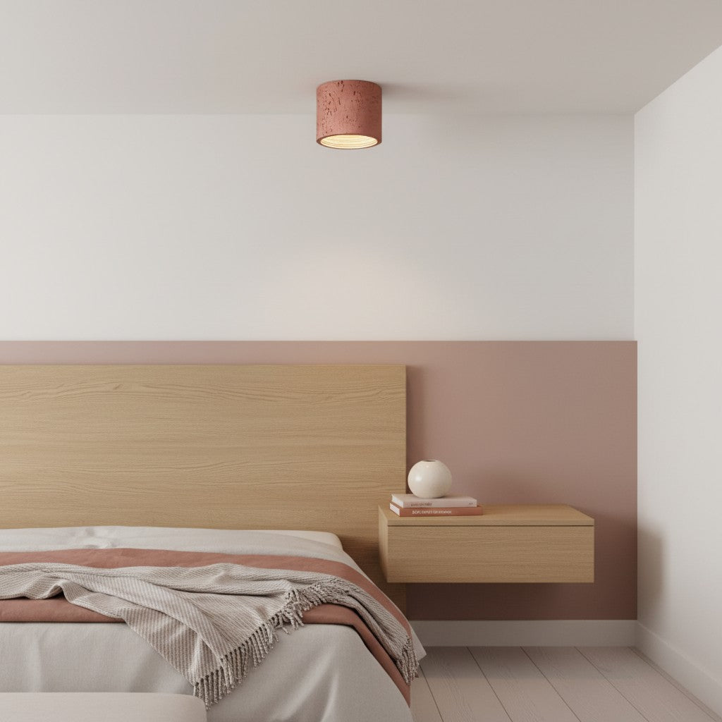 Sabiara Wabi-Sabi Cylindrical Ceiling Lamp - Soft Diffused Ceiling Fixture for Bedrooms and Living Rooms | Souliia