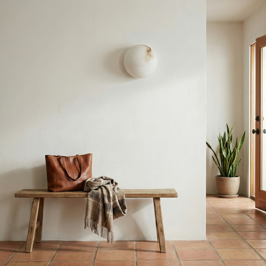 OrbisMuse Elegant Natural Stone Globe Wall Sconce - Minimalist Light for Hallways | Souliia