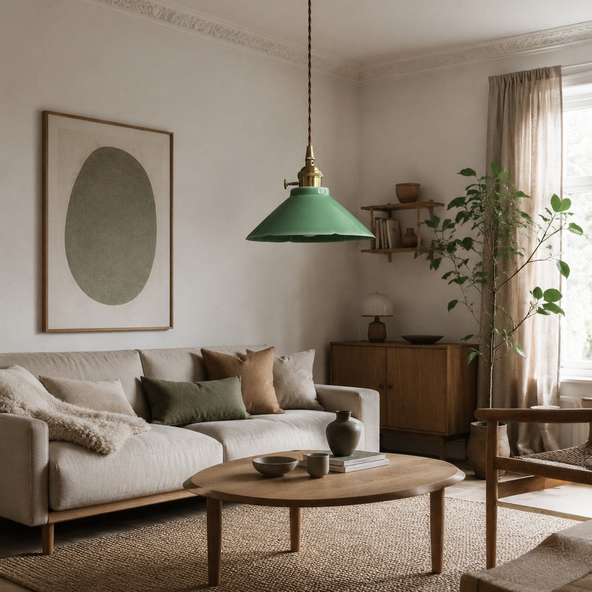 Plum Green Ceramic Pendant Light | Souliia