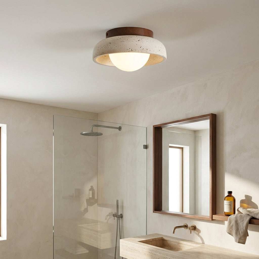 Lampada da soffitto Piedra in travertino | Souliia